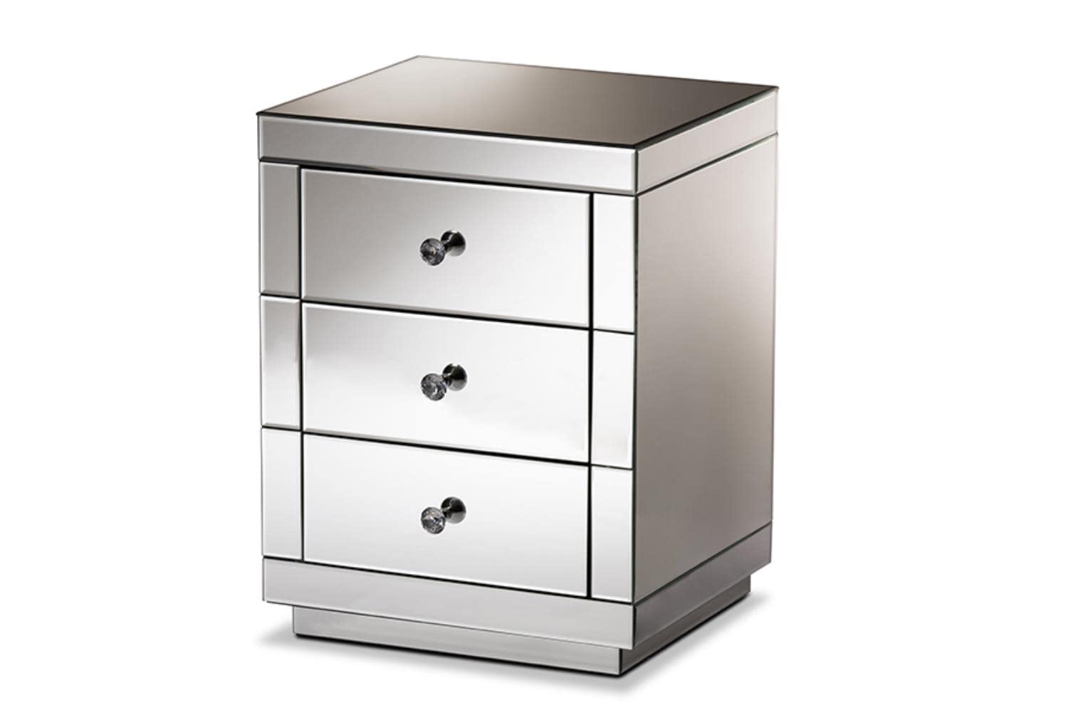 Baxton Studio Arnold Contemporary Glam and Luxe Mirrored 3-Drawer Nightstand